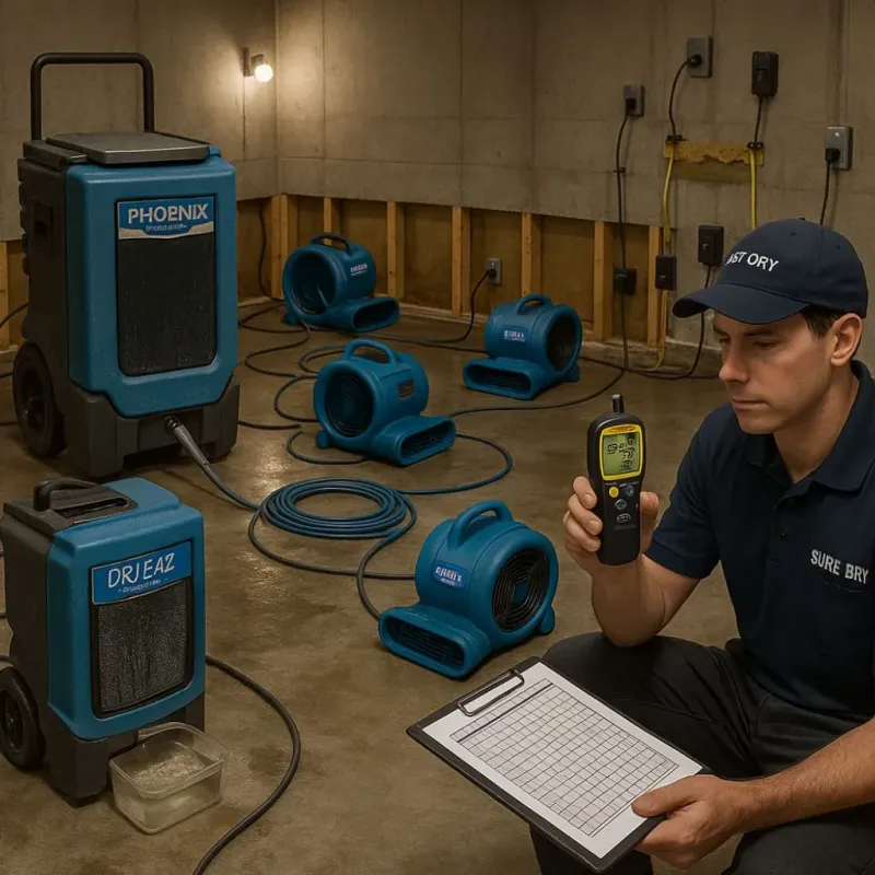 Structural Drying and Dehumidification process in West Monroe, LA